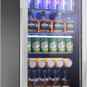 Beverage Refrigerator Cooler - 126 Can Mini Fridge for Home and Bar