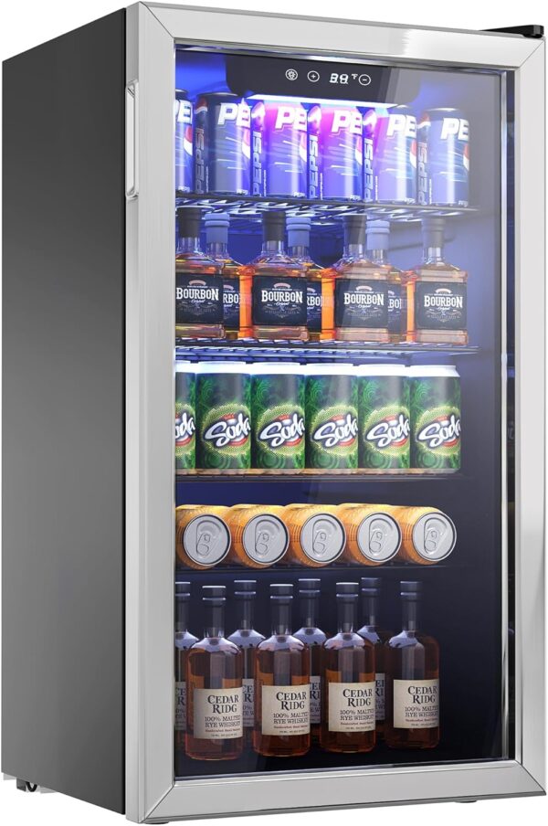 Beverage Refrigerator Cooler - 126 Can Mini Fridge for Home and Bar