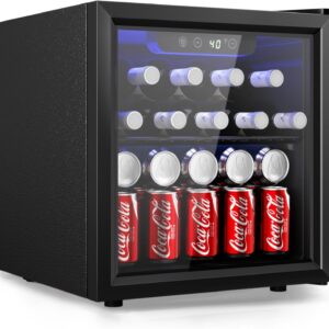 EUHOMY 48 Can Beverage Refrigerator - Compact Mini Fridge for Drinks and Beer