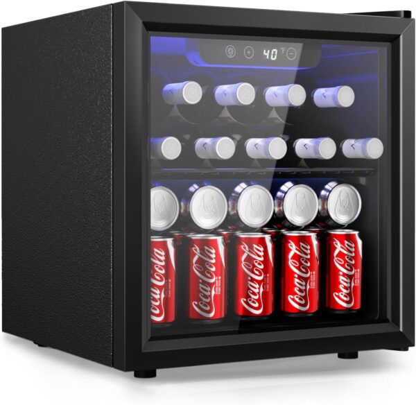 EUHOMY 48 Can Beverage Refrigerator - Compact Mini Fridge for Drinks and Beer