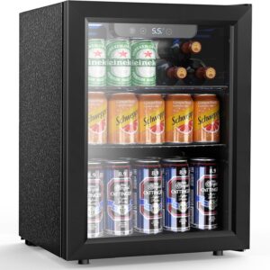 68 Cans Mini Beverage Refrigerator with Glass Door for Beer and Wine