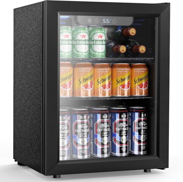 68 Cans Mini Beverage Refrigerator with Glass Door for Beer and Wine