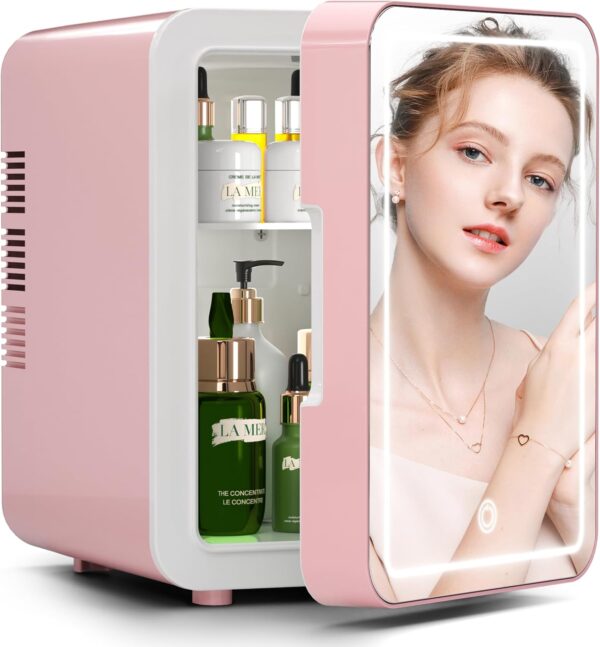 BOGDA Mini Skincare Fridge: Dimmable LED, Cooler & Warmer for Beauty Products