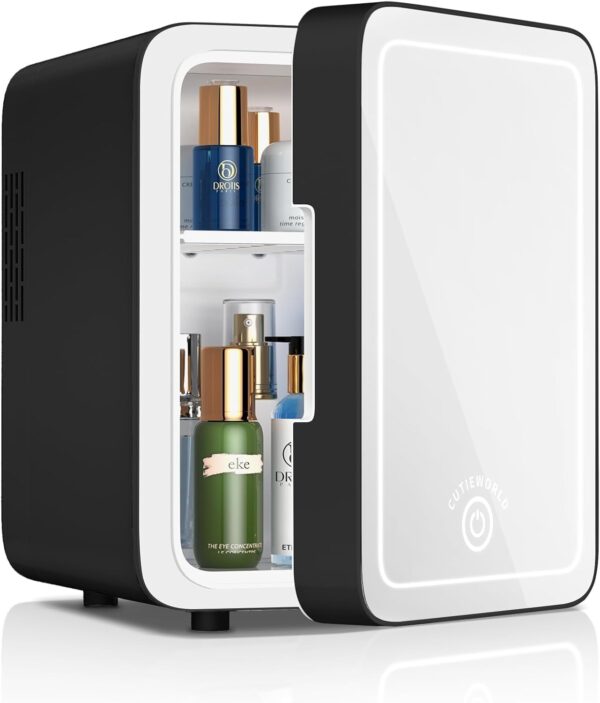 Makeup Fridge with LED Mirror: Cool & Warm Mini Fridge for Cosmetics