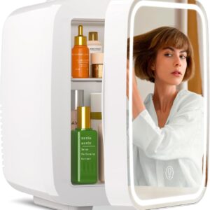 Mini Skincare Fridge with LED Mirror: Perfect for Cosmetics and Food Storage